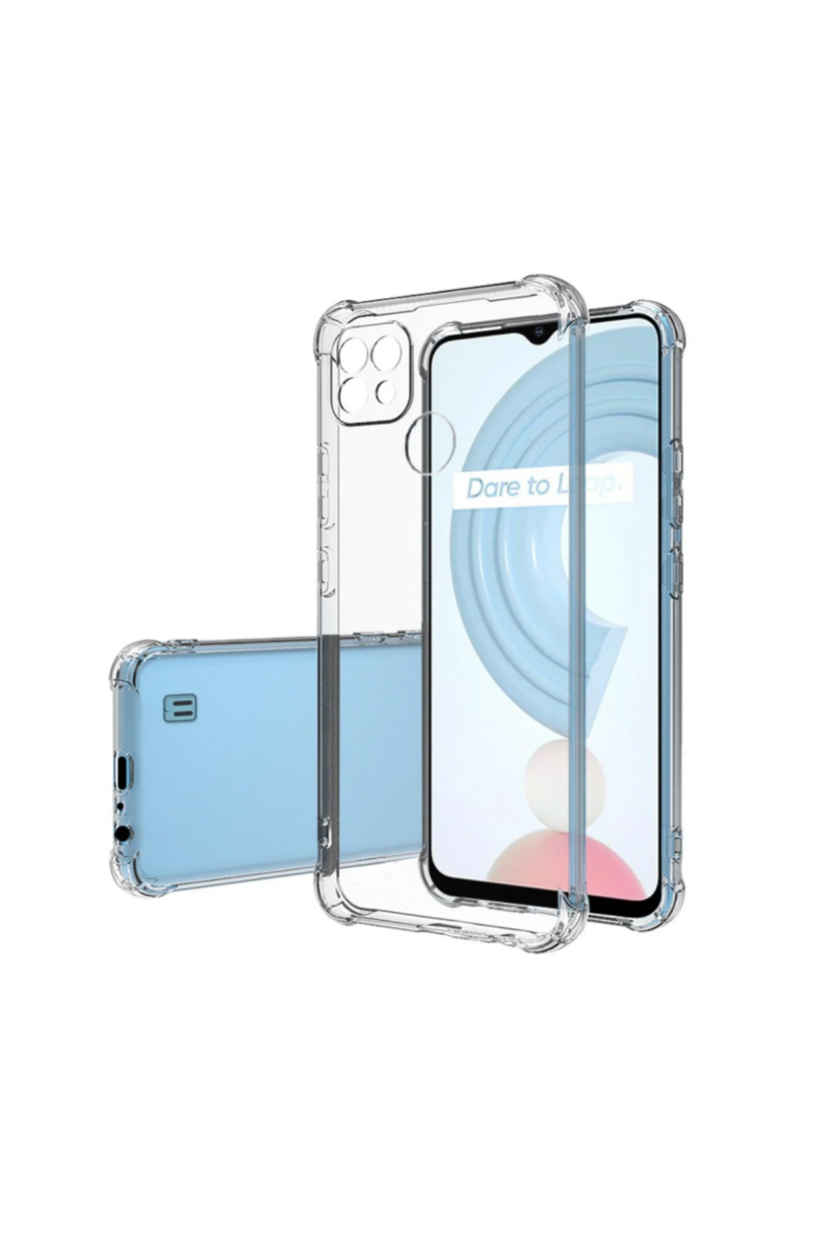 Realme C21 ile Uyumlu Kapak Kamera Korumalı Antişok Airbag Köşe Korumalı Silikon Şeffaf Kılıf