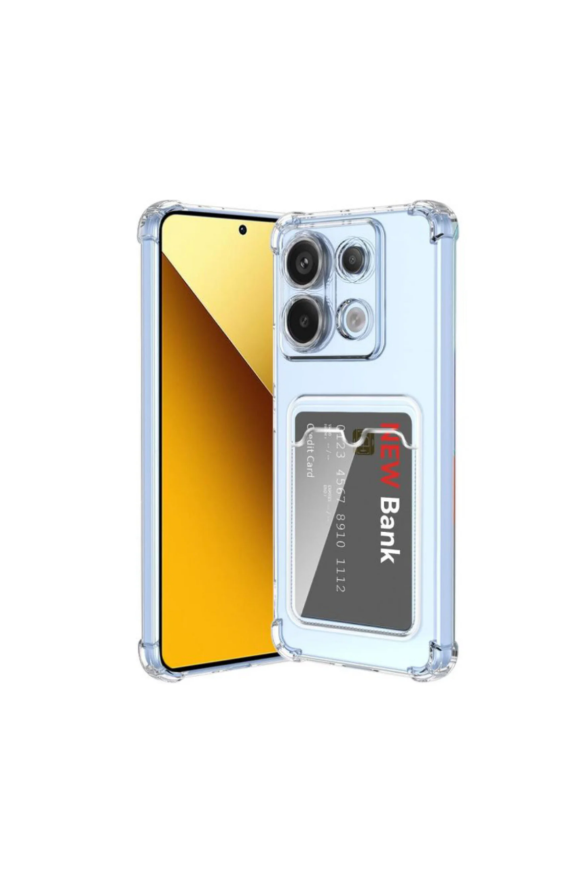Xiaomi Redmi Note 13 Pro 5G Kapak ile Uyumlu  Kartlıklı Darbe Emici Şeffaf Silikon Kılıf