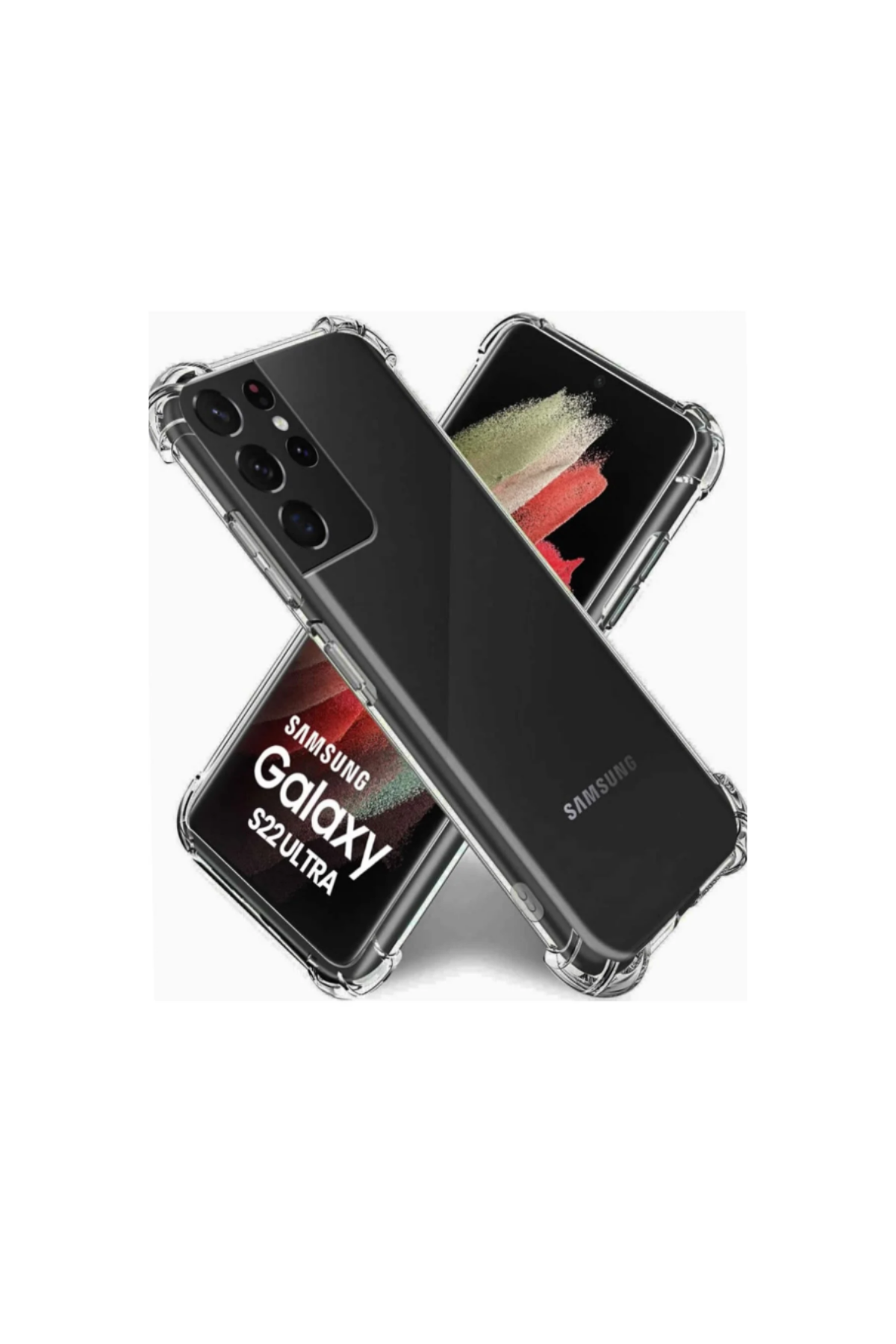 Samsung Galaxy S22 Ultra ile Uyumlu Kapak Kamera Korumalı Antişok Airbag Köşe Korumalı Silikon Şeffaf Kılıf