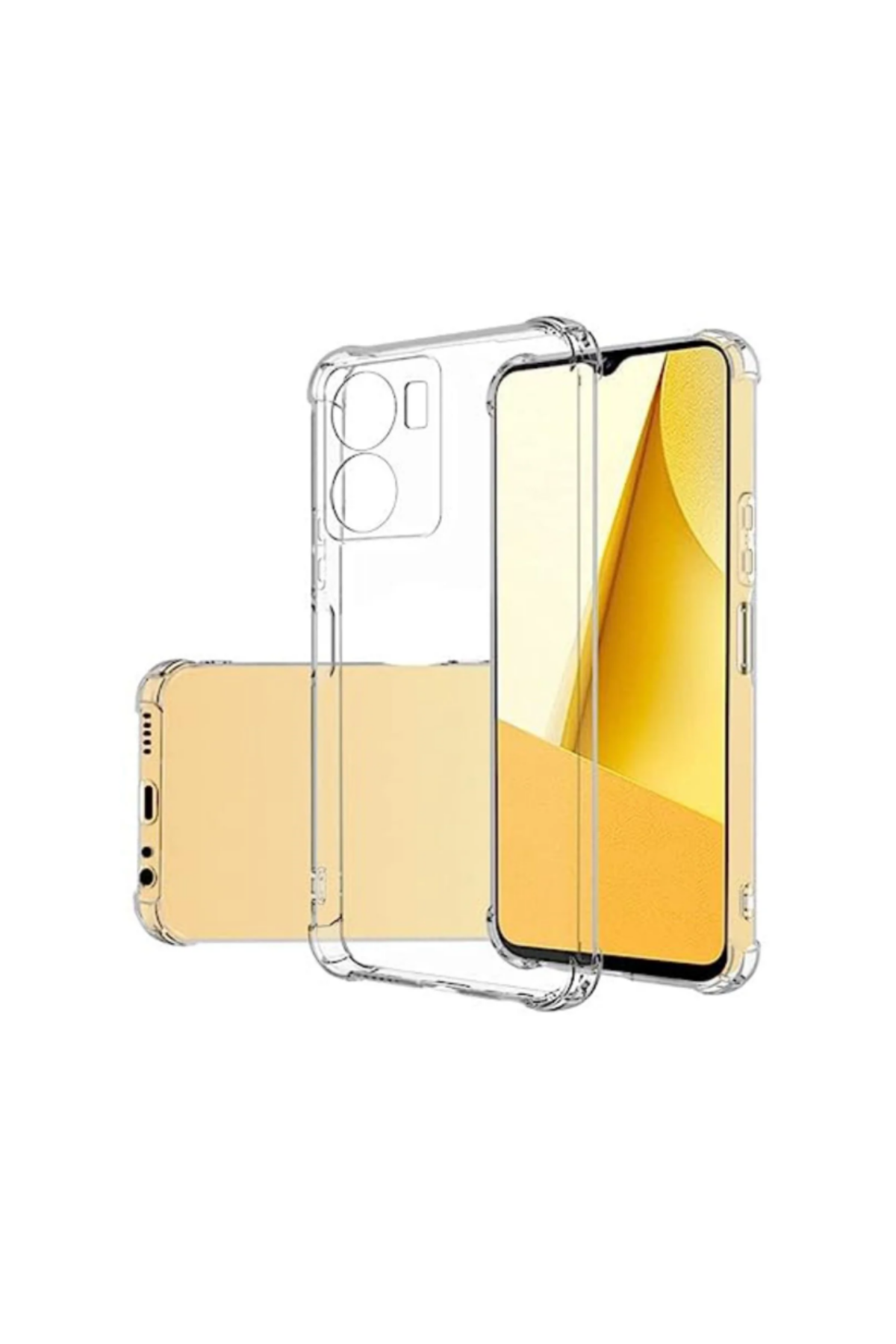Vivo Y16 Kapak Kamera Korumalı Airbag Antishock Köşe Korumalı Şeffaf Silikon Kılıf