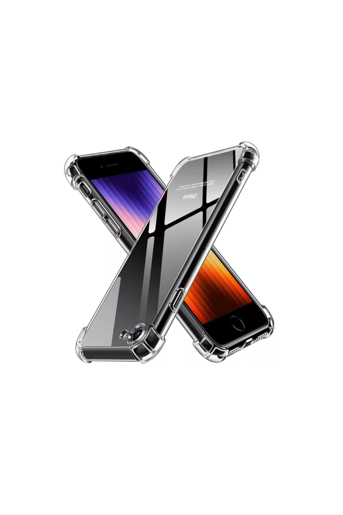 Apple iPhone SE 2020 ile Uyumlu Kapak Kamera Korumalı Antişok Airbag Köşe Korumalı Silikon Şeffaf Kılıf