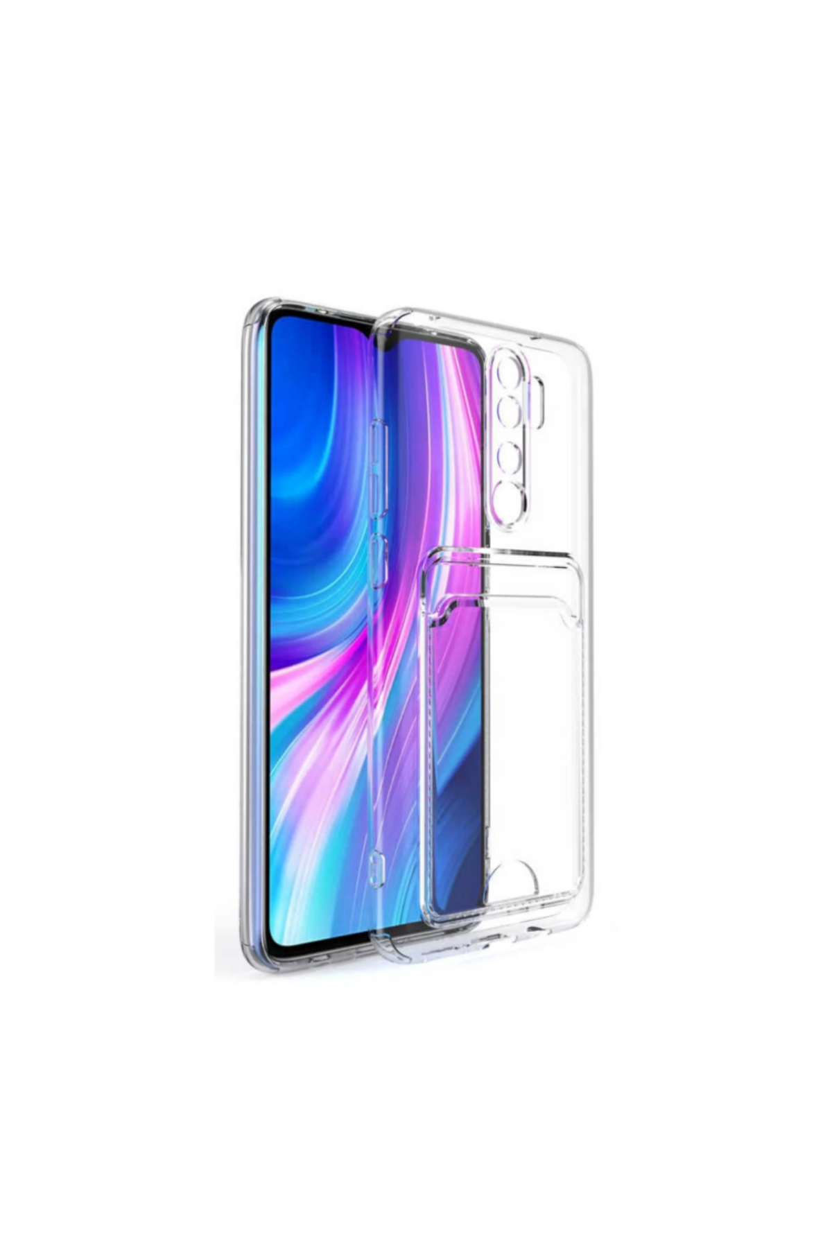 Xiaomi Redmi Note 8 Pro Kapak Kamera Korumalı Kartlıklı Darbe Emici Özellikli Şeffaf Silikon Kılıf