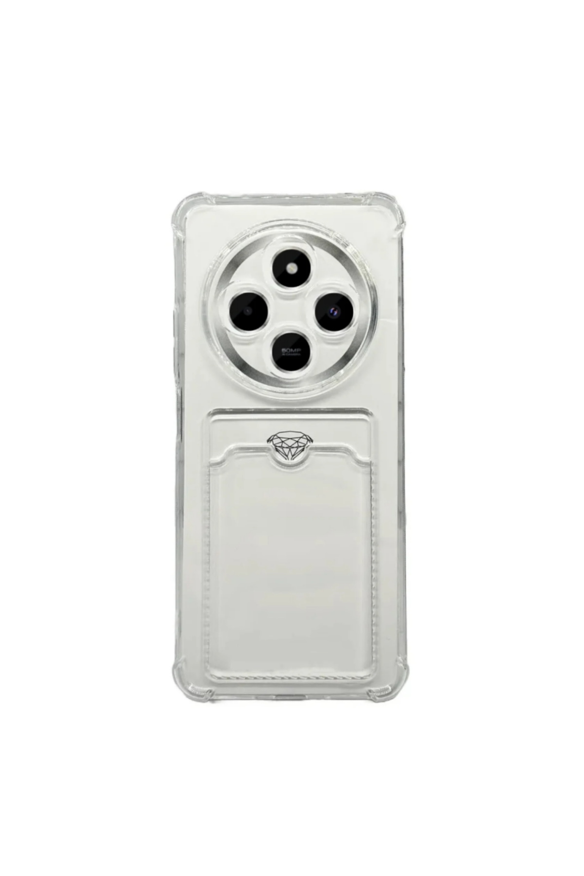 Xiaomi Redmi 14C Kapak ile Uyumlu  Kartlıklı Darbe Emici Özellikli Şeffaf Silikon Kılıf