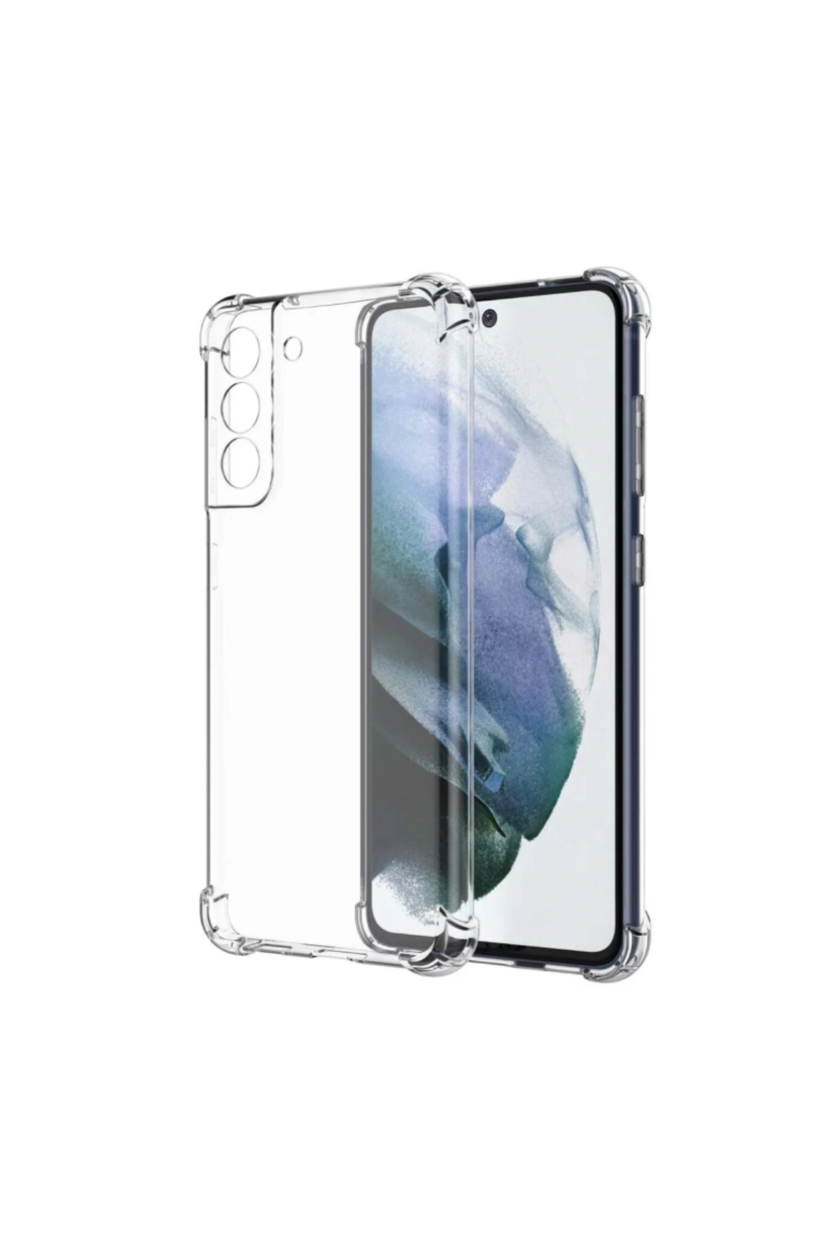 Samsung Galaxy S21 FE Kapak Kamera Korumalı Kartlıklı Darbe Emici Özellikli Şeffaf Silikon Kılıf