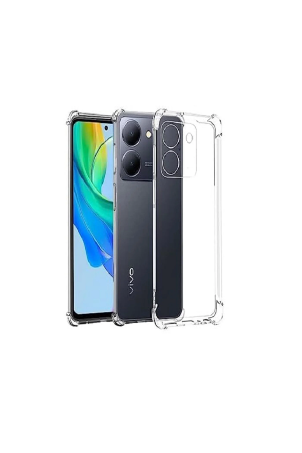 Vivo Y36 4G Kapak Kamera Korumalı Airbag Antishock Köşe Korumalı Şeffaf Silikon Kılıf