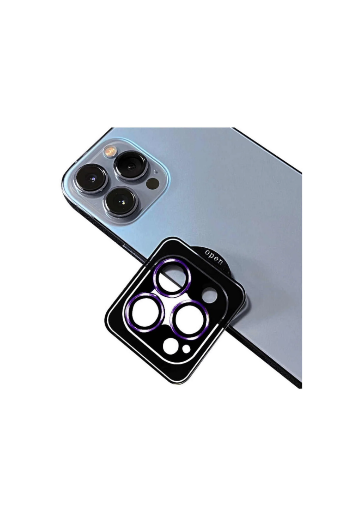 Apple iPhone 14 Pro Max Safir Temperli Cam Kamera Lens Koruyucu - Mor