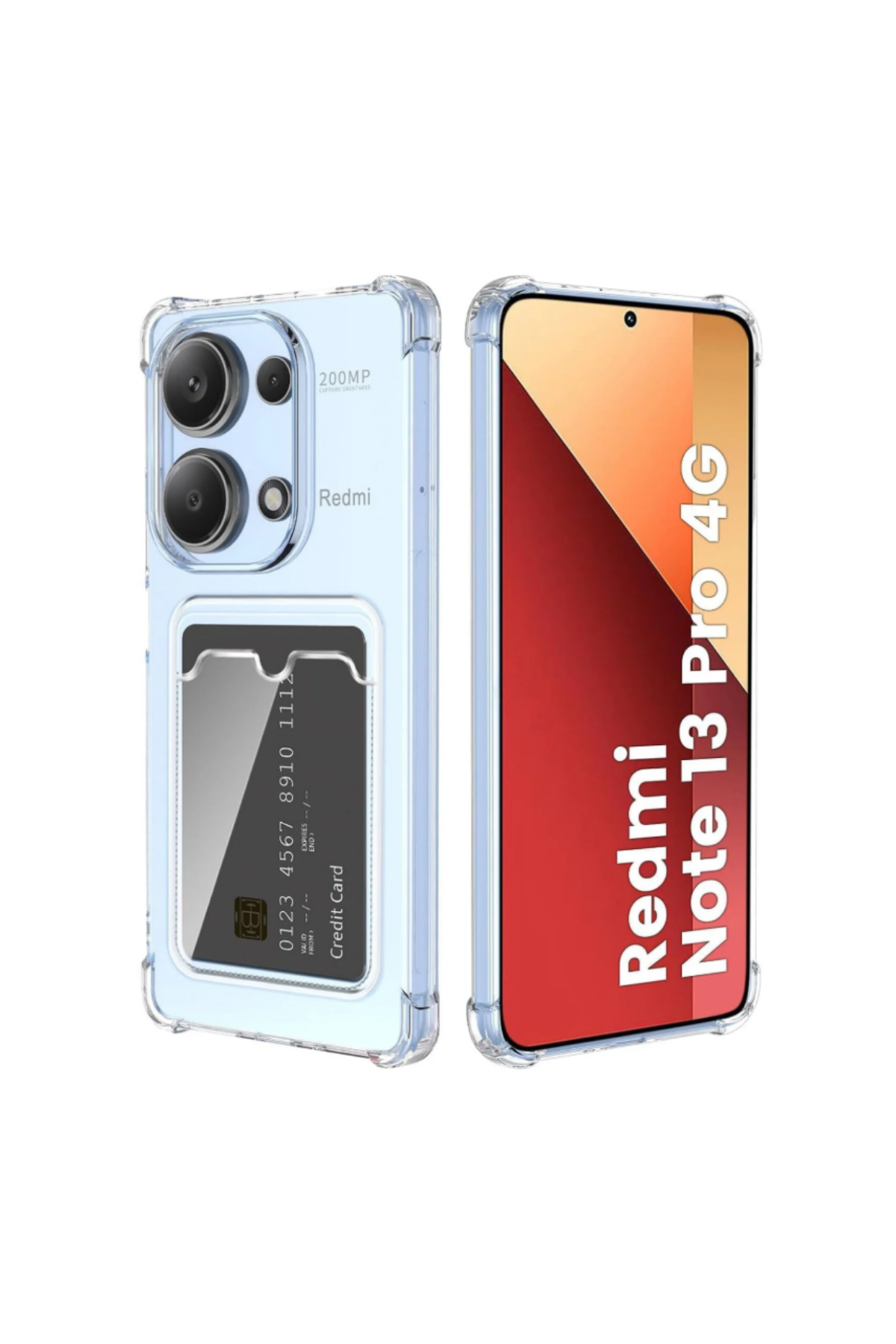 Poco M6 Pro 4G Kapak ile Uyumlu Kamera Korumalı Kartlıklı Darbe Emici Özellikli Şeffaf Silikon Kılıf