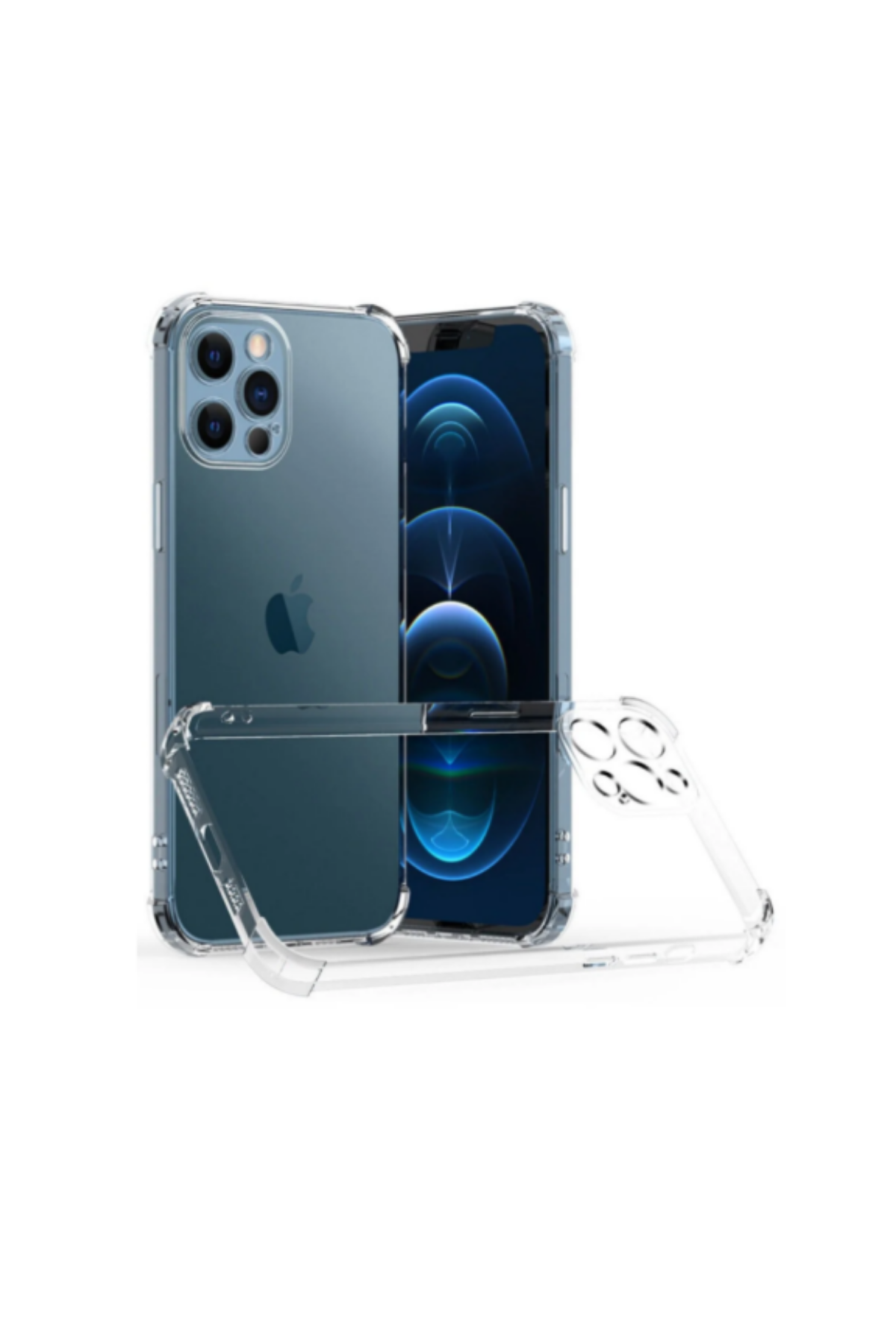 Apple iPhone 12 Pro Max ile Uyumlu Kapak Kamera Korumalı Antişok Airbag Köşe Korumalı Silikon Şeffaf Kılıf