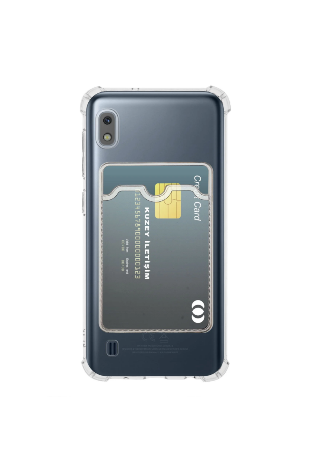 Samsung Galaxy A10 Kapak Kamera Korumalı Kartlıklı Darbe Emici Özellikli Şeffaf Silikon Kılıf