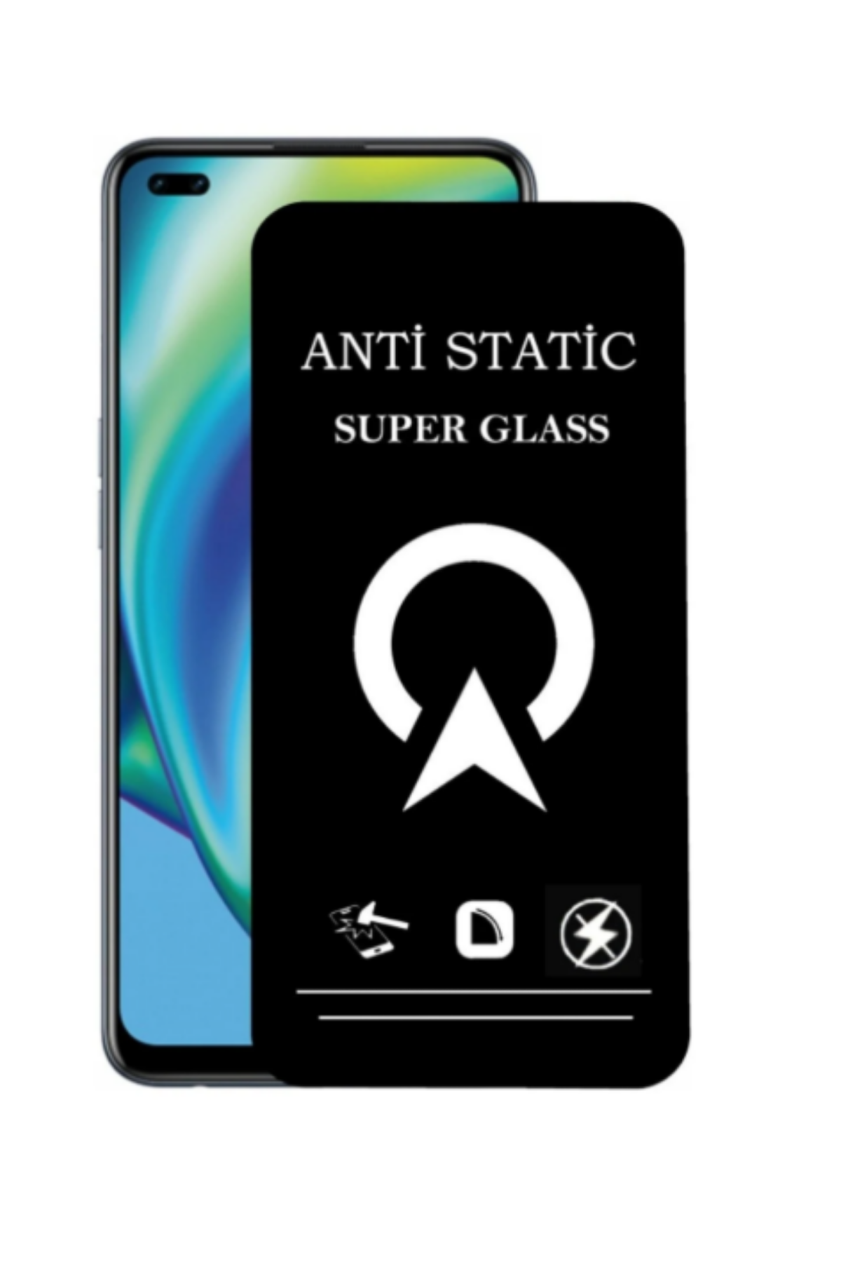 Oppo Reno 4 Lite Tam Kaplayan Anti Statik Çizilmez Safir Ekran Koruyucu Cam