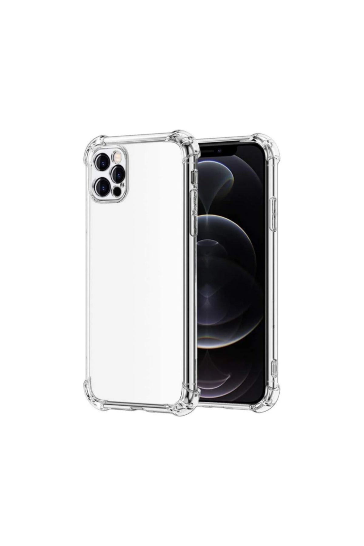 Apple iPhone 12 Pro ile Uyumlu Kapak Kamera Korumalı Antişok Airbag Köşe Korumalı Silikon Şeffaf Kılıf