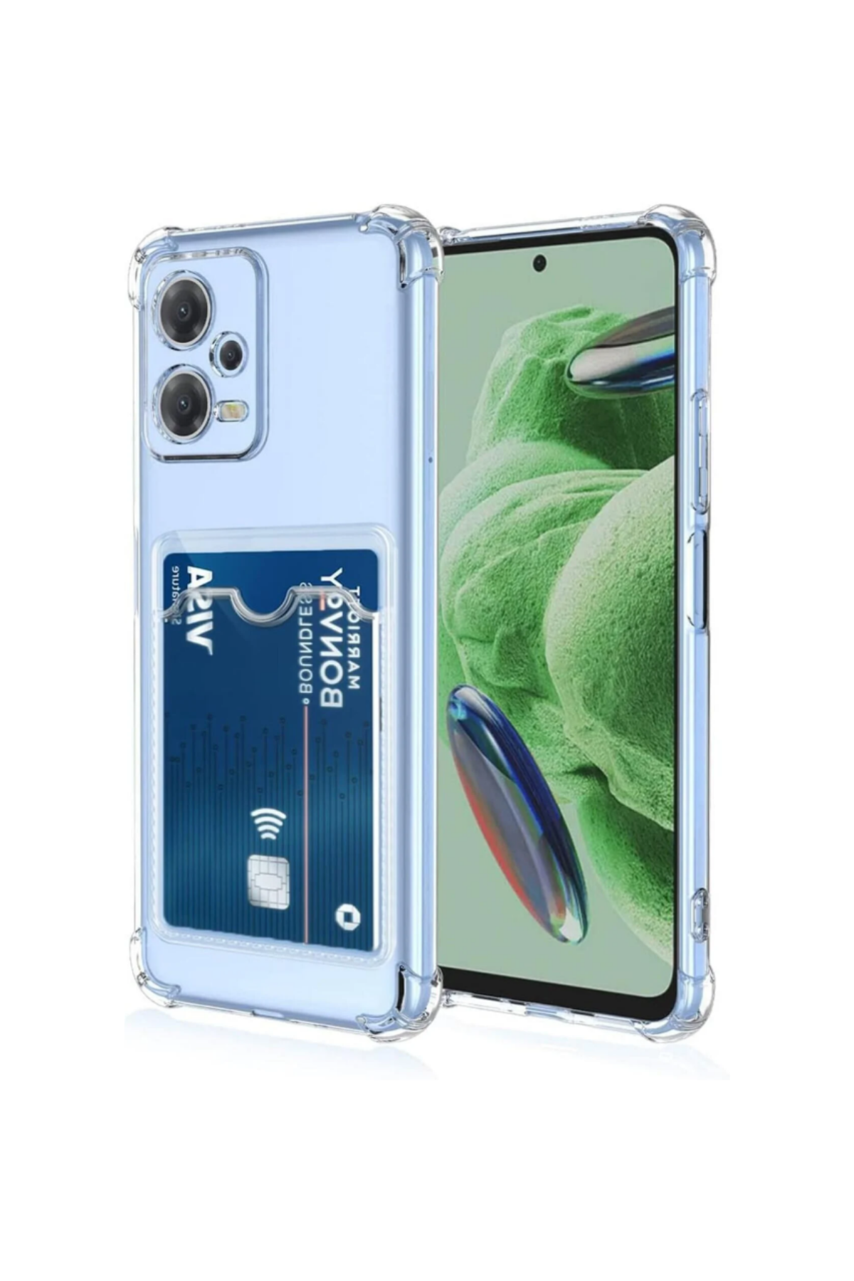 Xiaomi Redmi Note 12 Pro 5G Kamera Korumalı Kartlıklı Darbe Emici Özellikli Şeffaf Silikon Kılıf