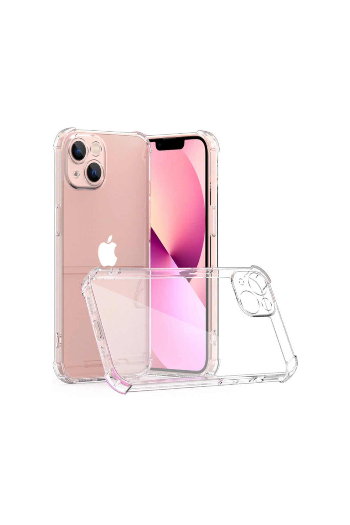 Apple iPhone 13 Mini ile Uyumlu Kapak Kamera Korumalı Antişok Airbag Köşe Korumalı Silikon Şeffaf Kılıf