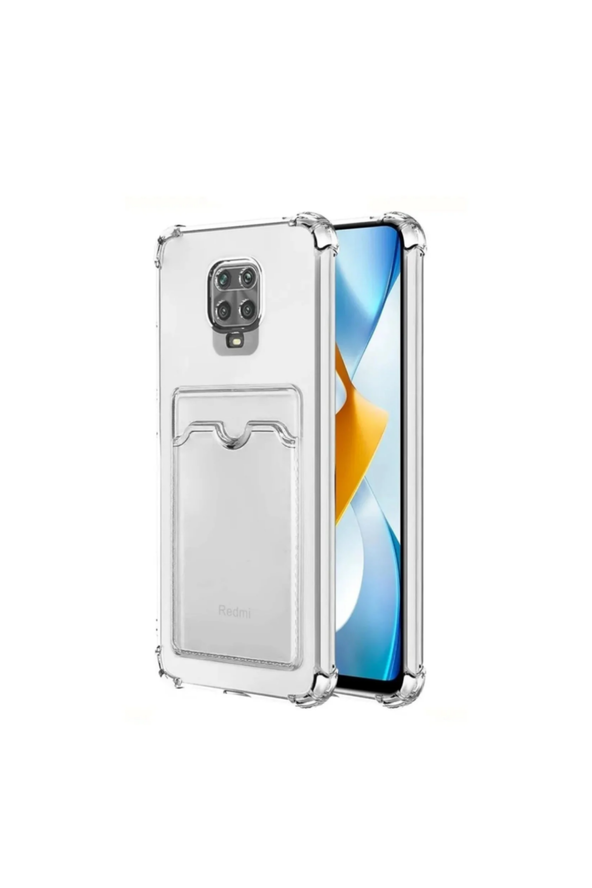 Xiaomi Redmi Note 9S Kapak Kamera Korumalı Kartlıklı Darbe Emici Özellikli Şeffaf Silikon Kılıf