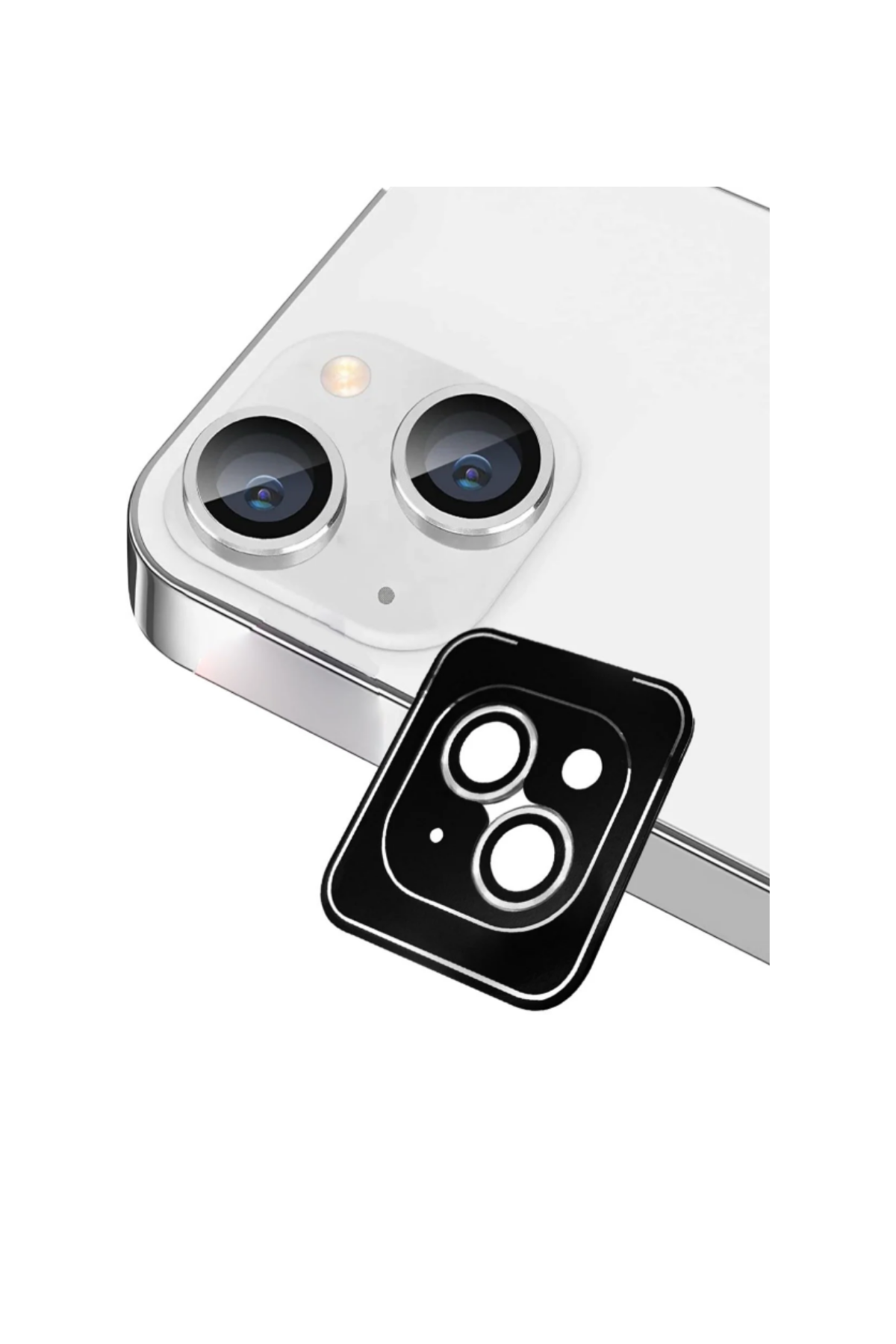 Apple iPhone 13 Safir Temperli Cam Kamera Lens Koruyucu - Gümüş