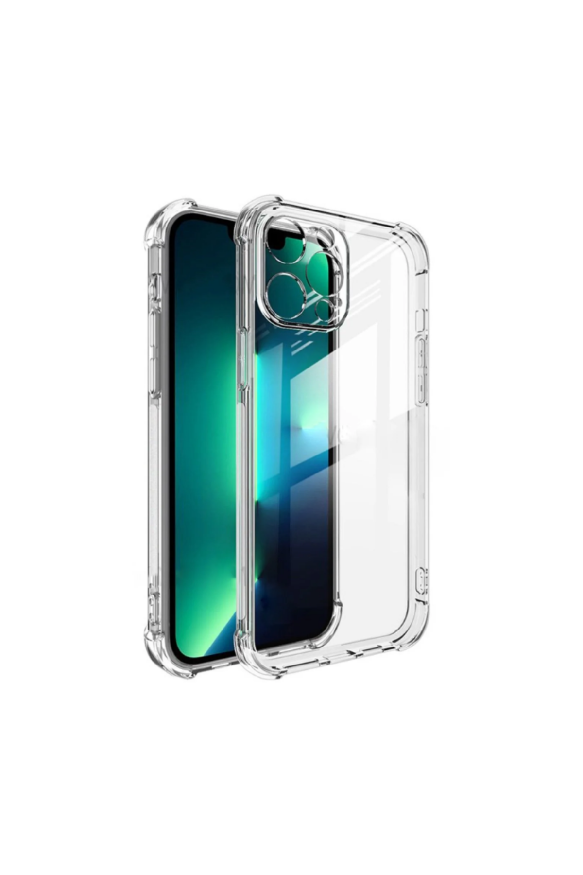 Apple iPhone 13 Pro ile Uyumlu Kapak Kamera Korumalı Antişok Airbag Köşe Korumalı Silikon Şeffaf Kılıf