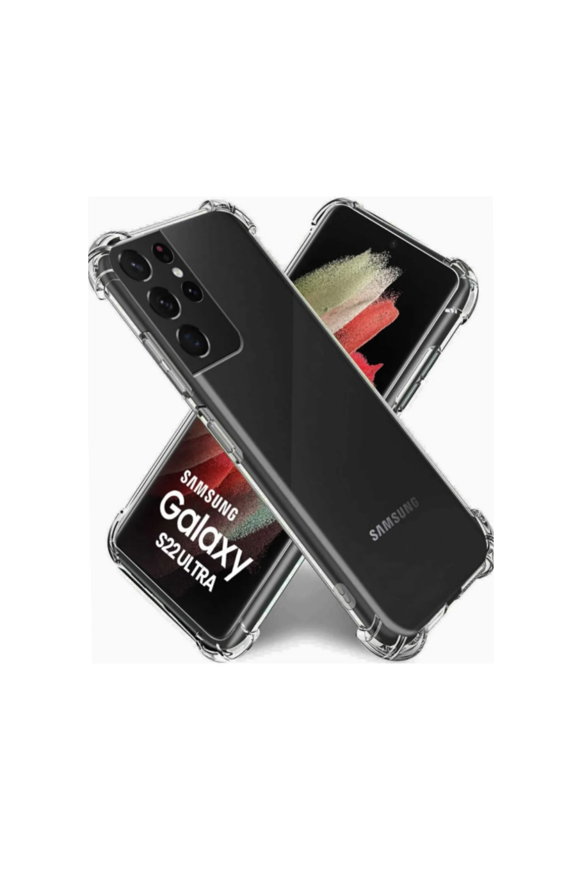 Samsung Galaxy S22 Ultra Kapak Kamera Korumalı Kartlıklı Darbe Emici Özellikli Şeffaf Silikon Kılıf