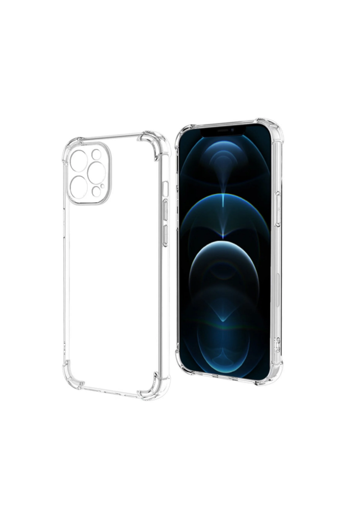 Apple iPhone 12 Pro Max Kapak Kamera Korumalı Şeffaf Airbag Antishock Silikon Kılıf Şeffaf