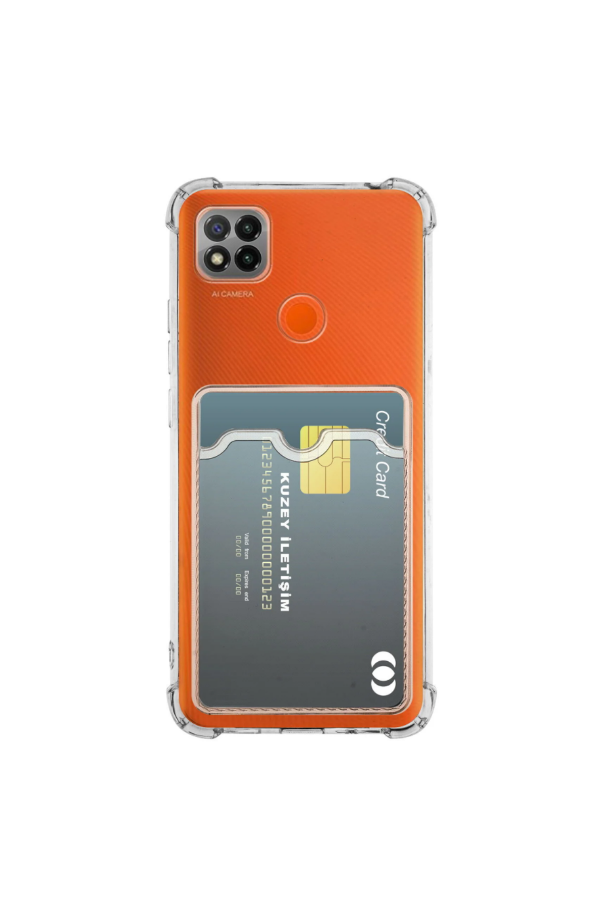 Xiaomi Redmi 9C Uyumlu Kapak Kamera Korumalı Kartlıklı Darbe Emici Özellikli Şeffaf Silikon Kılıf