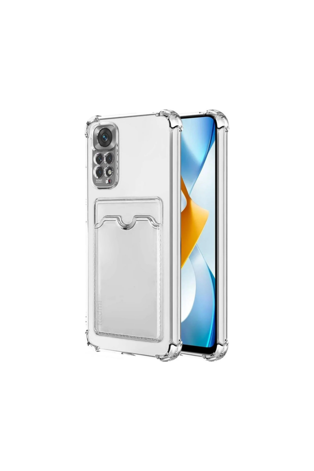 Xiaomi Redmi Note 11 Pro Kapak Kamera Korumalı Kartlıklı Darbe Emici Özellikli Şeffaf Silikon Kılıf