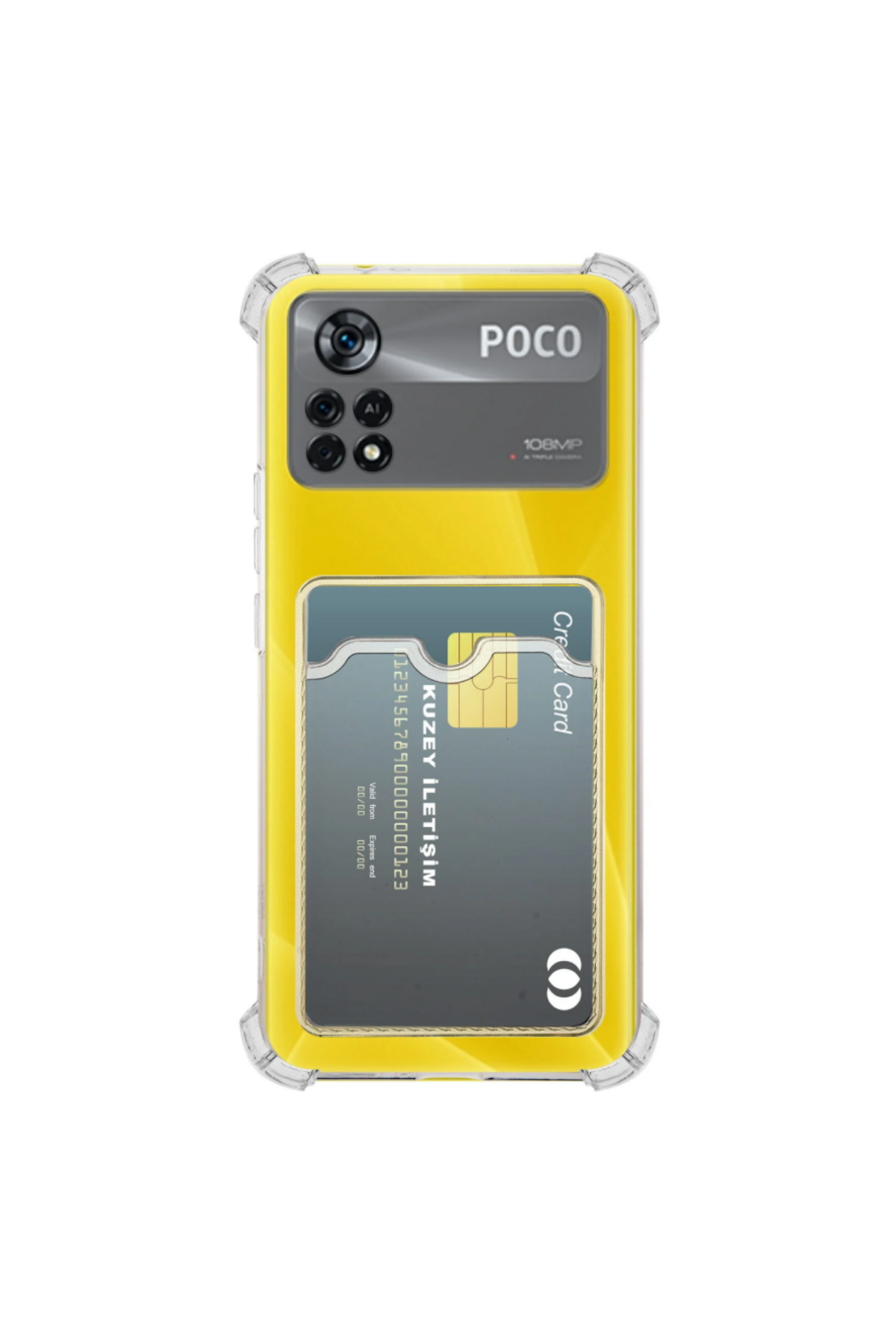 Xiaomi Poco X4 Pro Kapak Kamera Korumalı Kartlıklı Darbe Emici Özellikli Şeffaf Silikon Kılıf