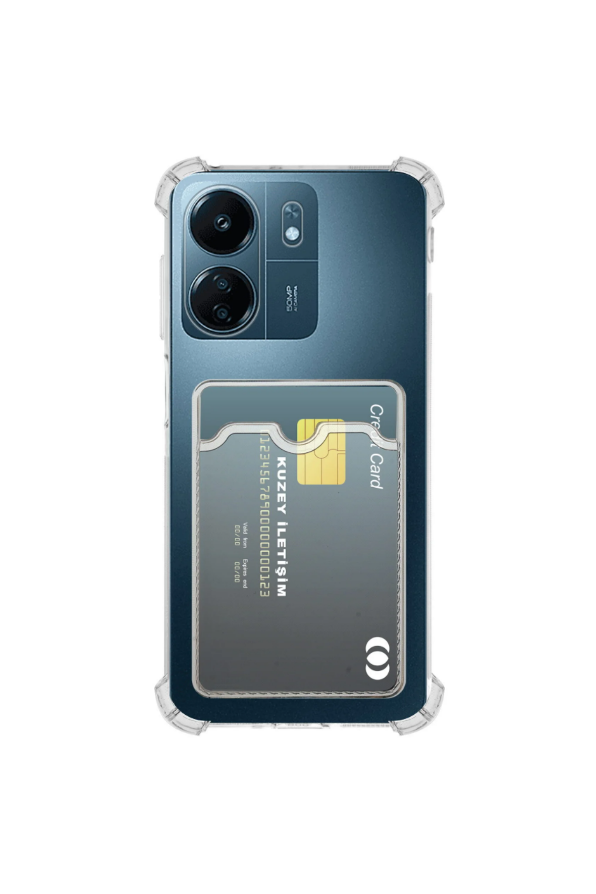 Xiaomi Redmi 13C Kapak Kamera Korumalı Kartlıklı Darbe Emici Özellikli Şeffaf Silikon Kılıf