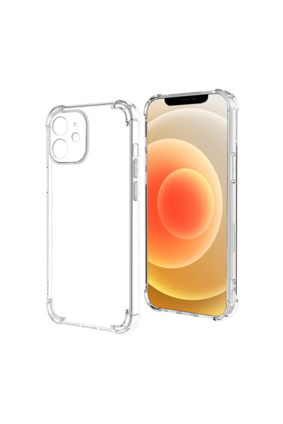 Apple iPhone 12 Kapak Kamera Korumalı Şeffaf Airbag Antishock Silikon Kılıf Şeffaf