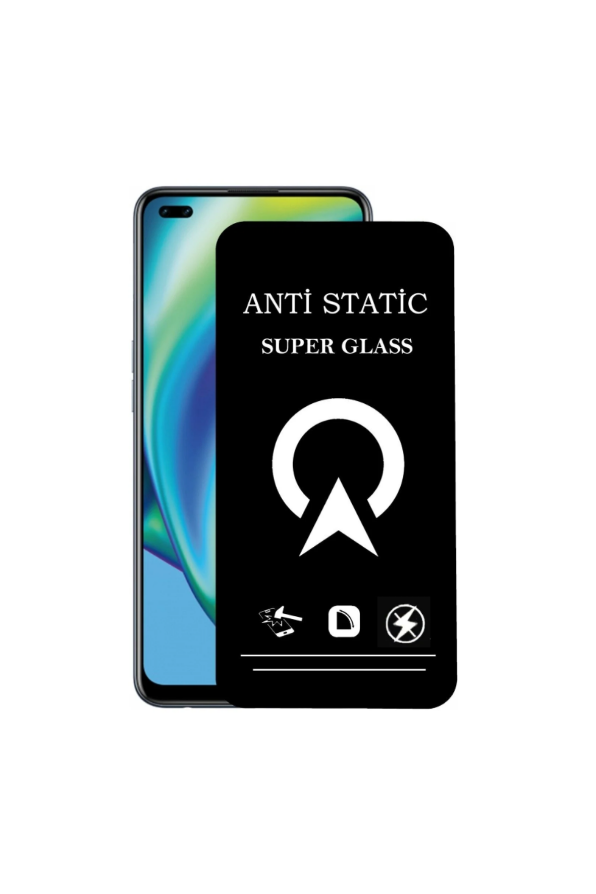 Oppo Reno 4 Lite Tam Kaplayan Anti Statik Çizilmez Safir Ekran Koruyucu Cam