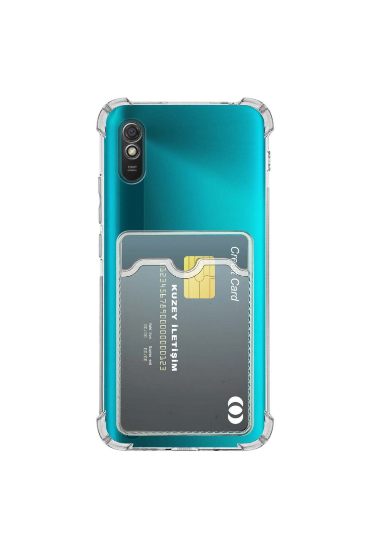 Xiaomi Redmi 9A Kapak Kamera Korumalı Kartlıklı Darbe Emici Özellikli Şeffaf Silikon Kılıf