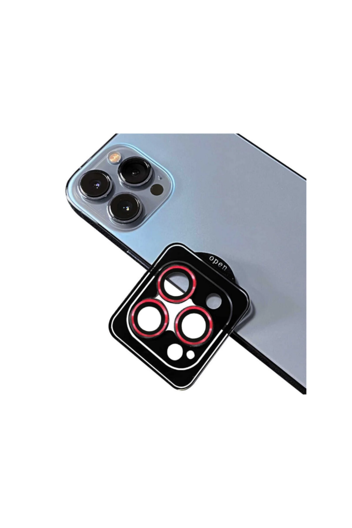 Apple iPhone 12 Pro Max Safir Temperli Cam Kamera Lens Koruyucu - Kırmızı