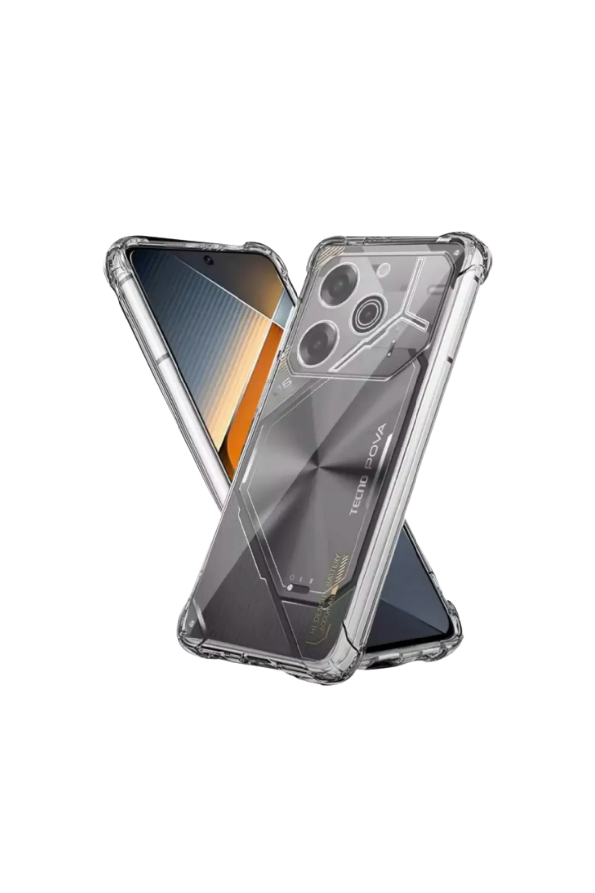 Tecno Pova 6 Neo 4G ile Uyumlu Kapak Kamera Korumalı Airbag Antishock Köşe Korumalı Şeffaf Silikon Kılıf