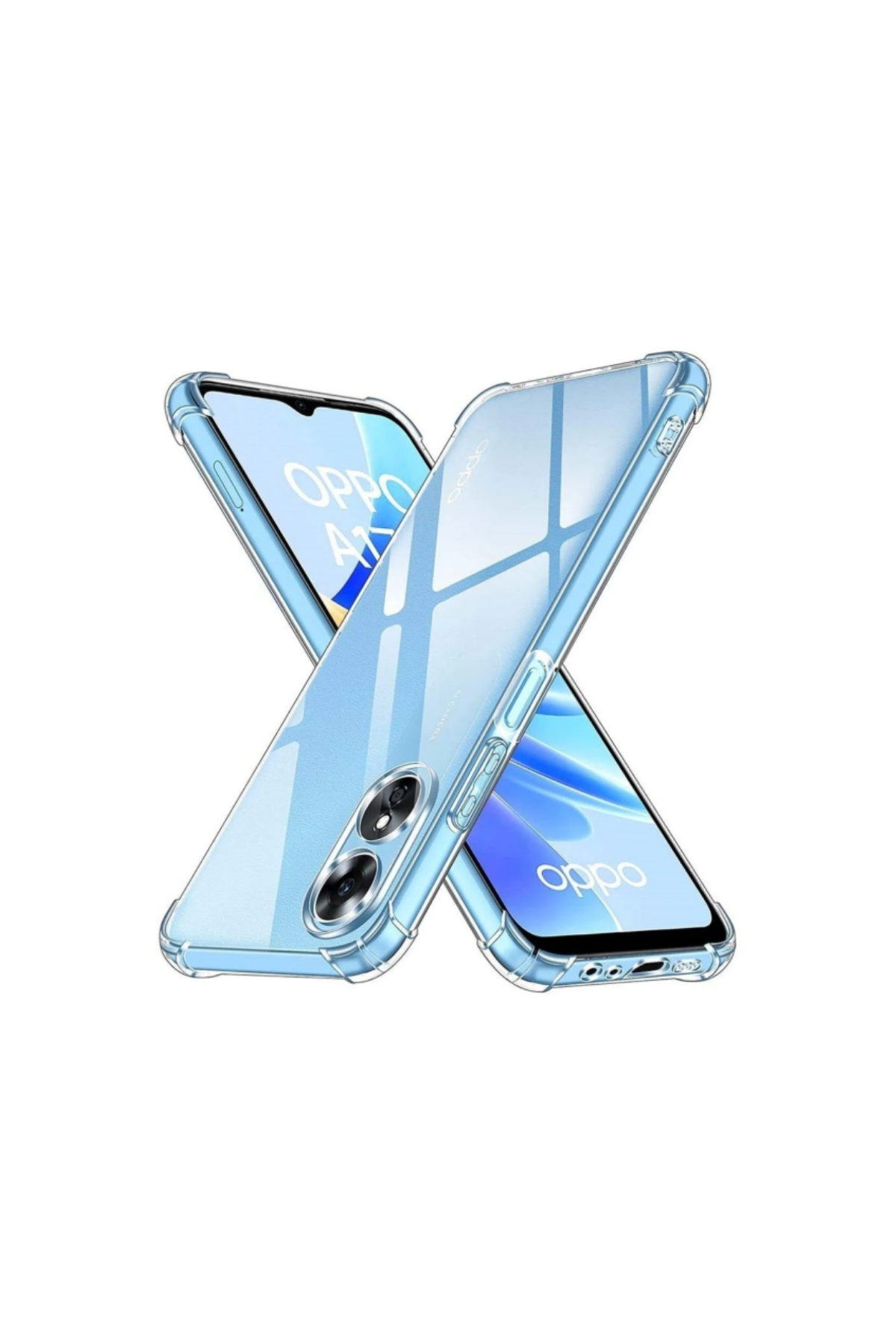 Oppo A17 Kapak Kamera Korumalı Airbag Antishock Köşe Korumalı Şeffaf Silikon Kılıf