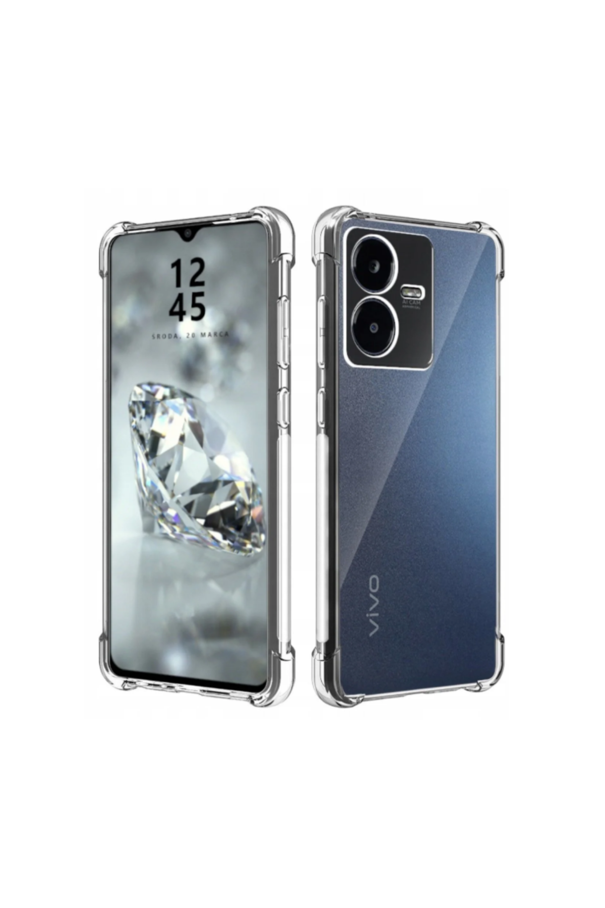 Vivo Y22S Kapak Kamera Korumalı Airbag Antishock Köşe Korumalı Şeffaf Silikon Kılıf