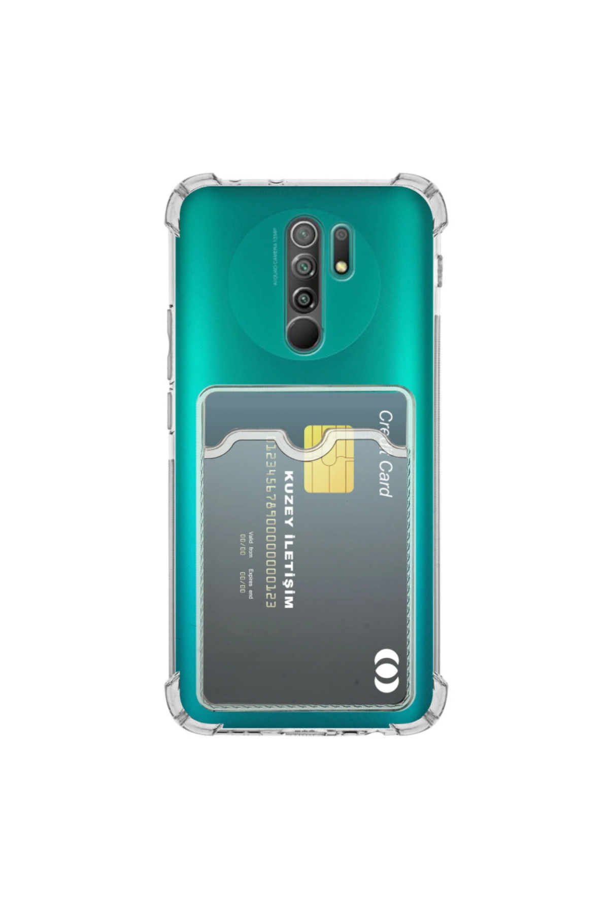 Xiaomi Redmi 9 Uyumlu Kapak Kamera Korumalı Kartlıklı Darbe Emici Özellikli Şeffaf Silikon Kılıf