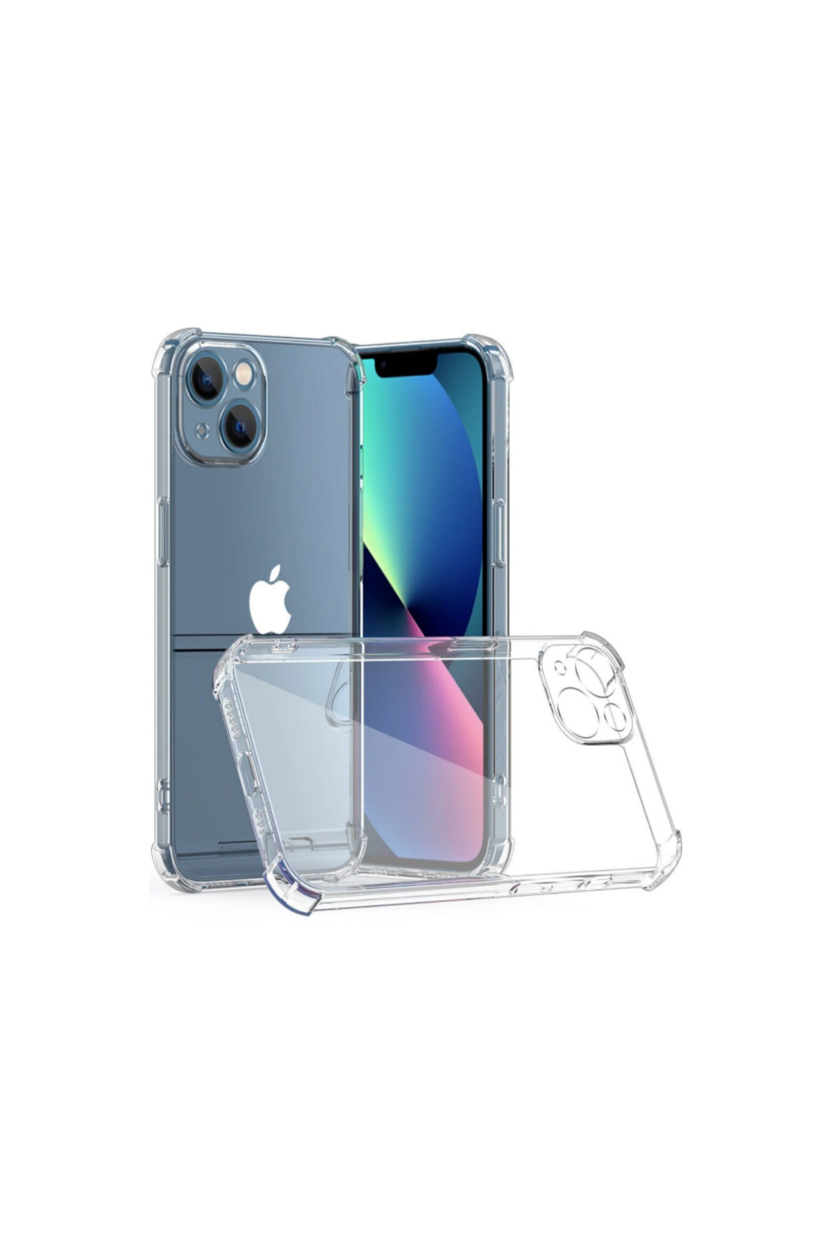 Apple iPhone 13 ile Uyumlu Kapak Kamera Korumalı Antişok Airbag Köşe Korumalı Silikon Şeffaf Kılıf