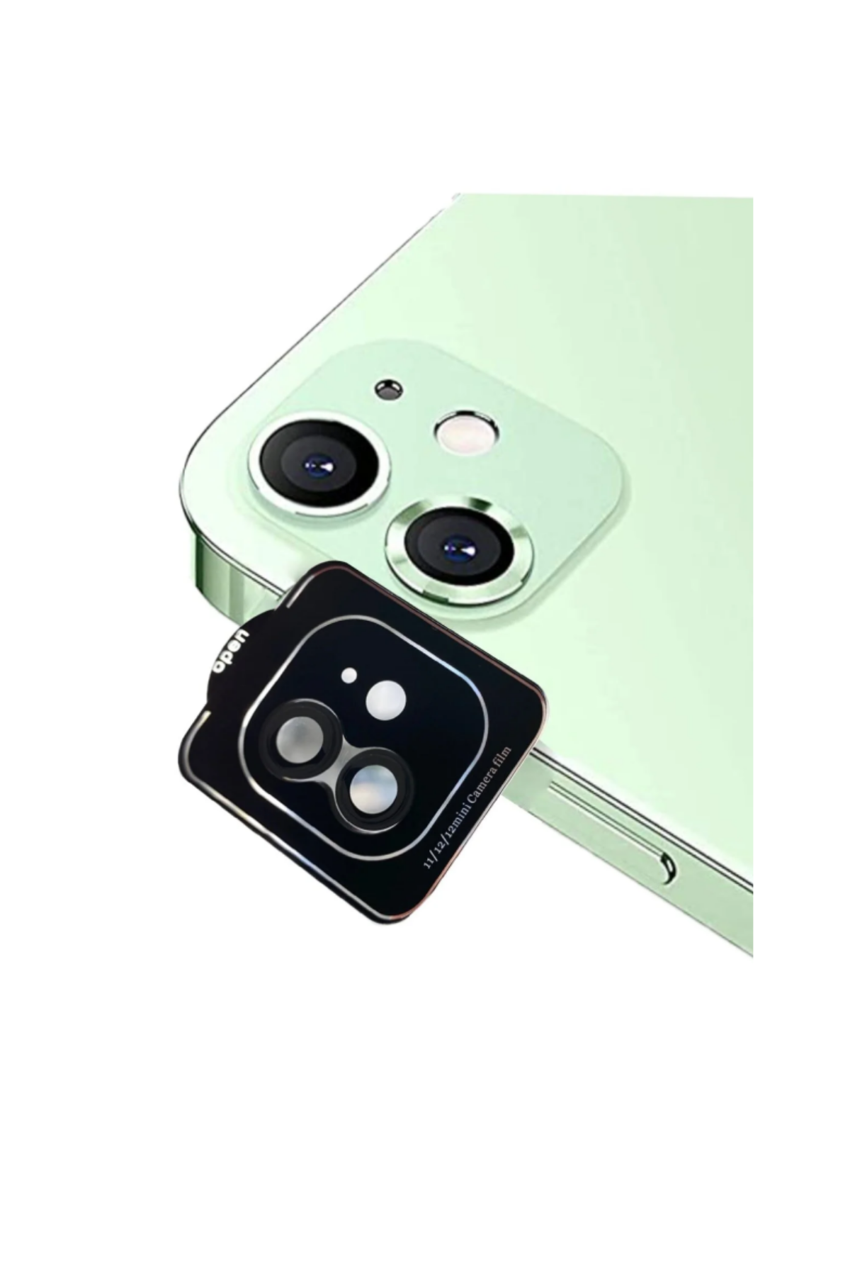 Apple iPhone 12 Mini Safir Temperli Cam Kamera Lens Koruyucu - Siyah