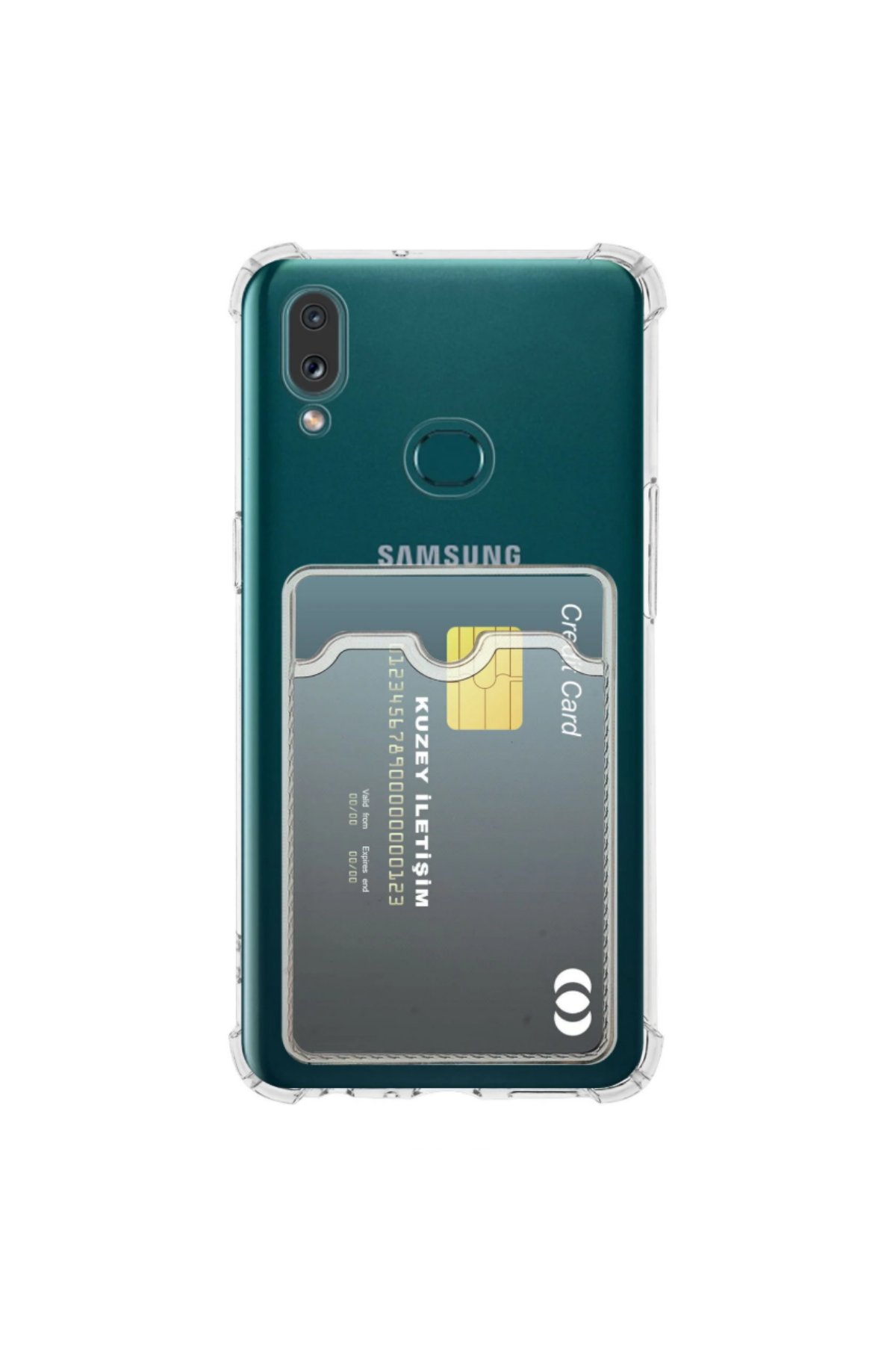 Samsung Galaxy A10S Kapak Kamera Korumalı Kartlıklı Darbe Emici Özellikli Şeffaf Silikon Kılıf