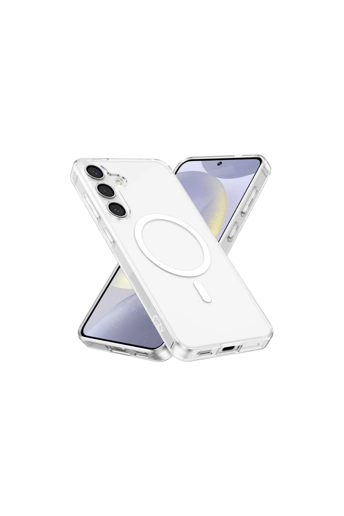 Samsung Galaxy S24 ile Uyumlu Magsafe Kablosuz Şarj Destekli Şeffaf Silikon Kapak