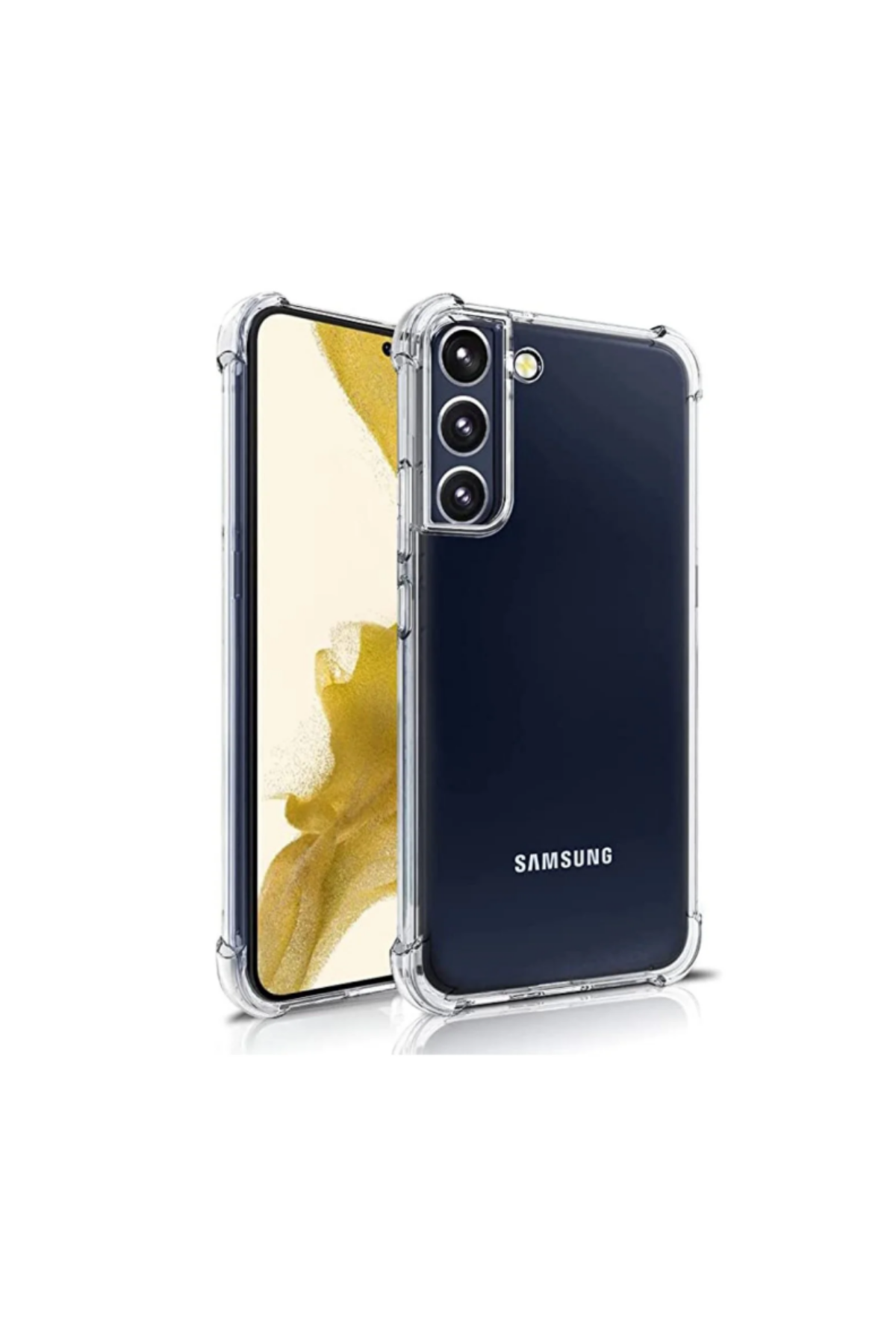 Samsung Galaxy S22 Plus ile Uyumlu Kapak Kamera Korumalı Antişok Airbag Köşe Korumalı Silikon Şeffaf Kılıf