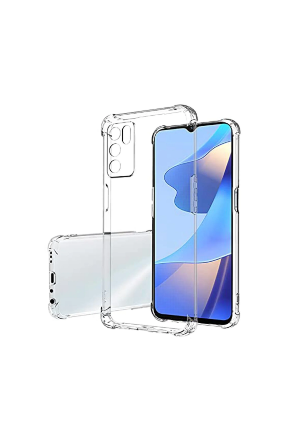 Oppo A55 ile Uyumlu Kapak Kamera Korumalı Antişok Airbag Köşe Korumalı Silikon Şeffaf Kılıf