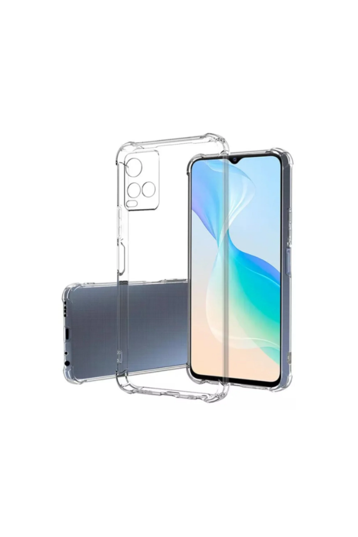 Vivo Y33S ile Uyumlu Kapak Kamera Korumalı Antişok Airbag Köşe Korumalı Silikon Şeffaf Kılıf