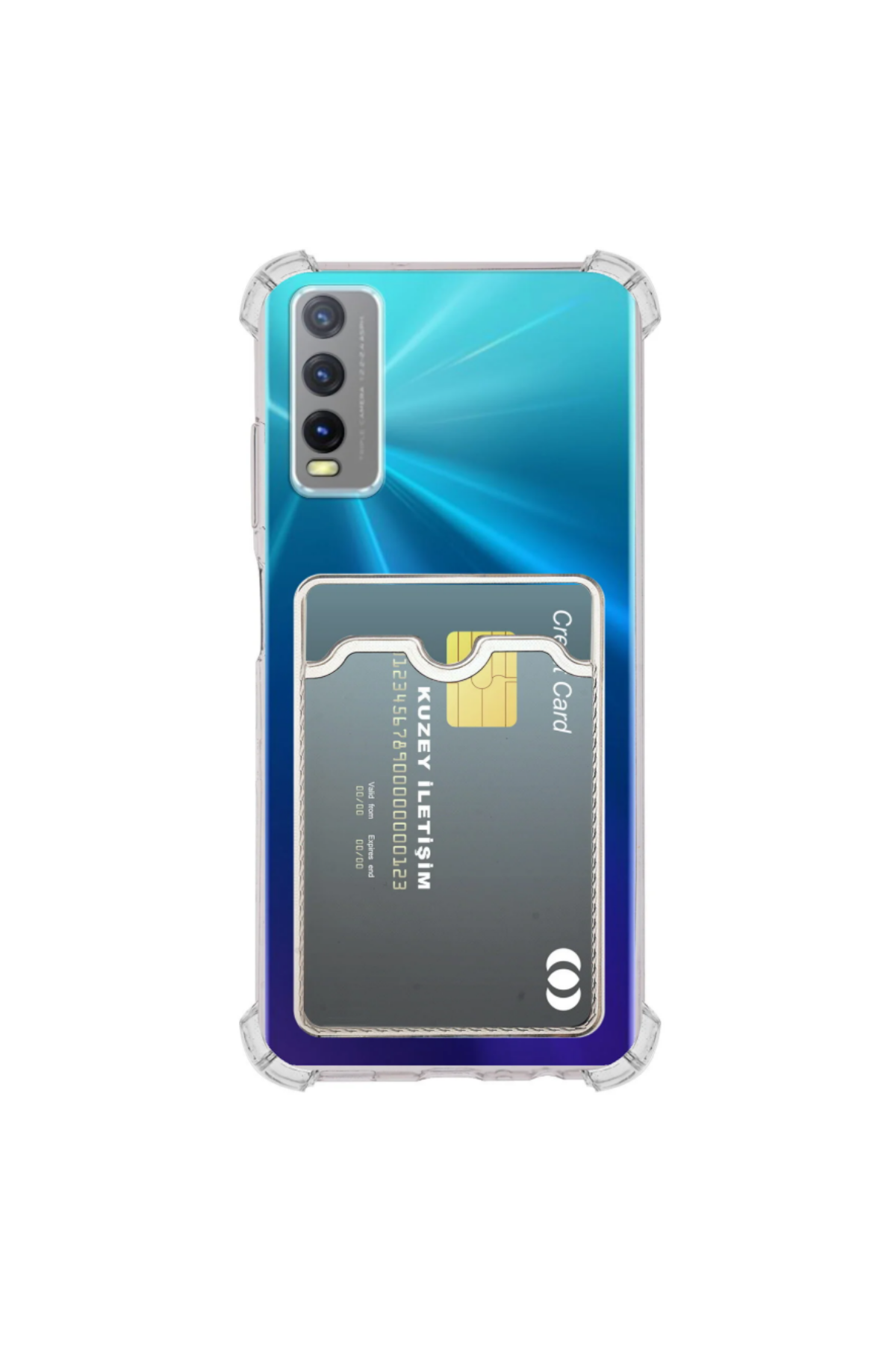 Vivo Y11S Kapak Kamera Korumalı Kartlıklı Darbe Emici Özellikli Şeffaf Silikon Kılıf