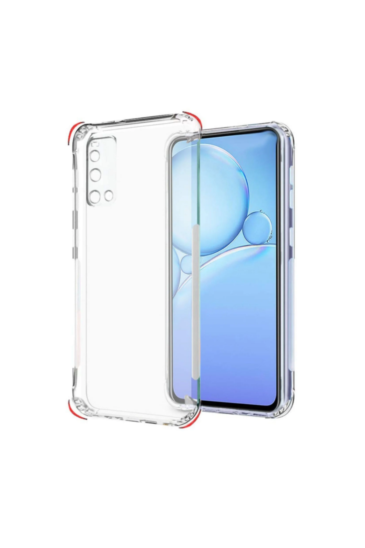 Vivo Y20 ile Uyumlu Kapak Kamera Korumalı Antişok Airbag Köşe Korumalı Silikon Şeffaf Kılıf