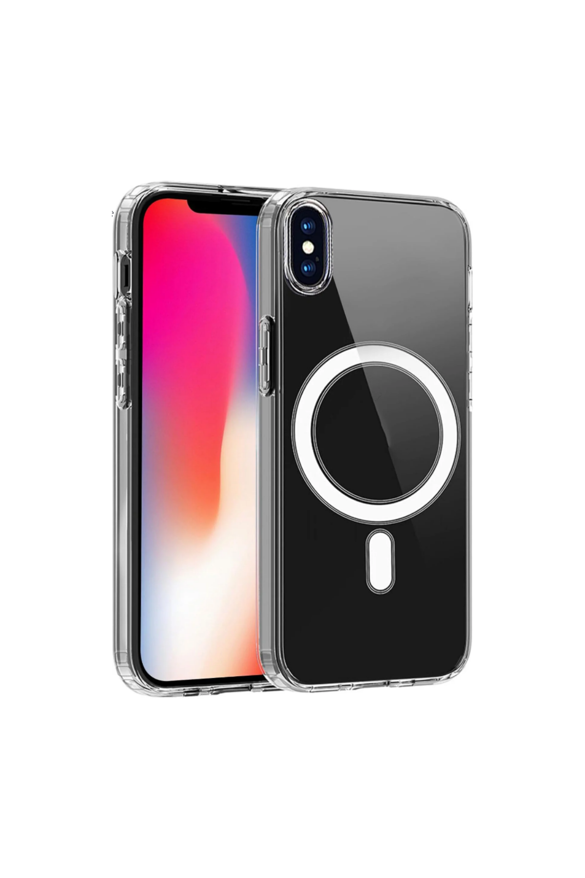 Apple iPhone X ile Uyumlu Magsafe Kablosuz Şarj Destekli Şeffaf Silikon Kapak