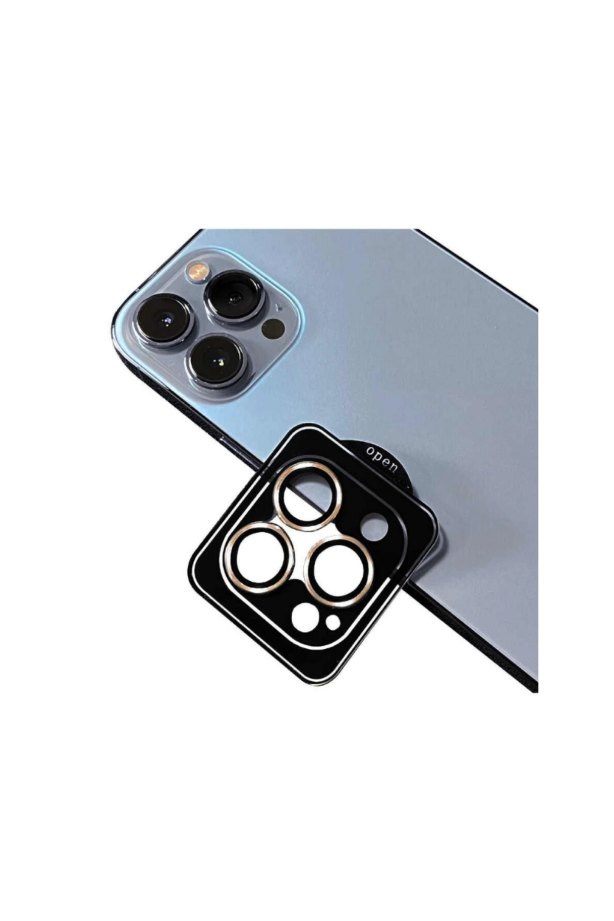 Apple iPhone 14 Pro Max Safir Temperli Cam Kamera Lens Koruyucu - Gold