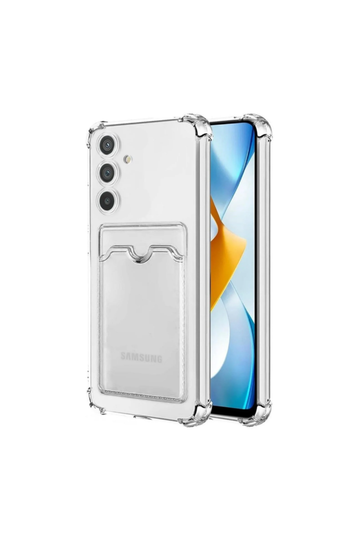 Samsung Galaxy M23 Kapak Kamera Korumalı Kartlıklı Darbe Emici Özellikli Şeffaf Silikon Kılıf