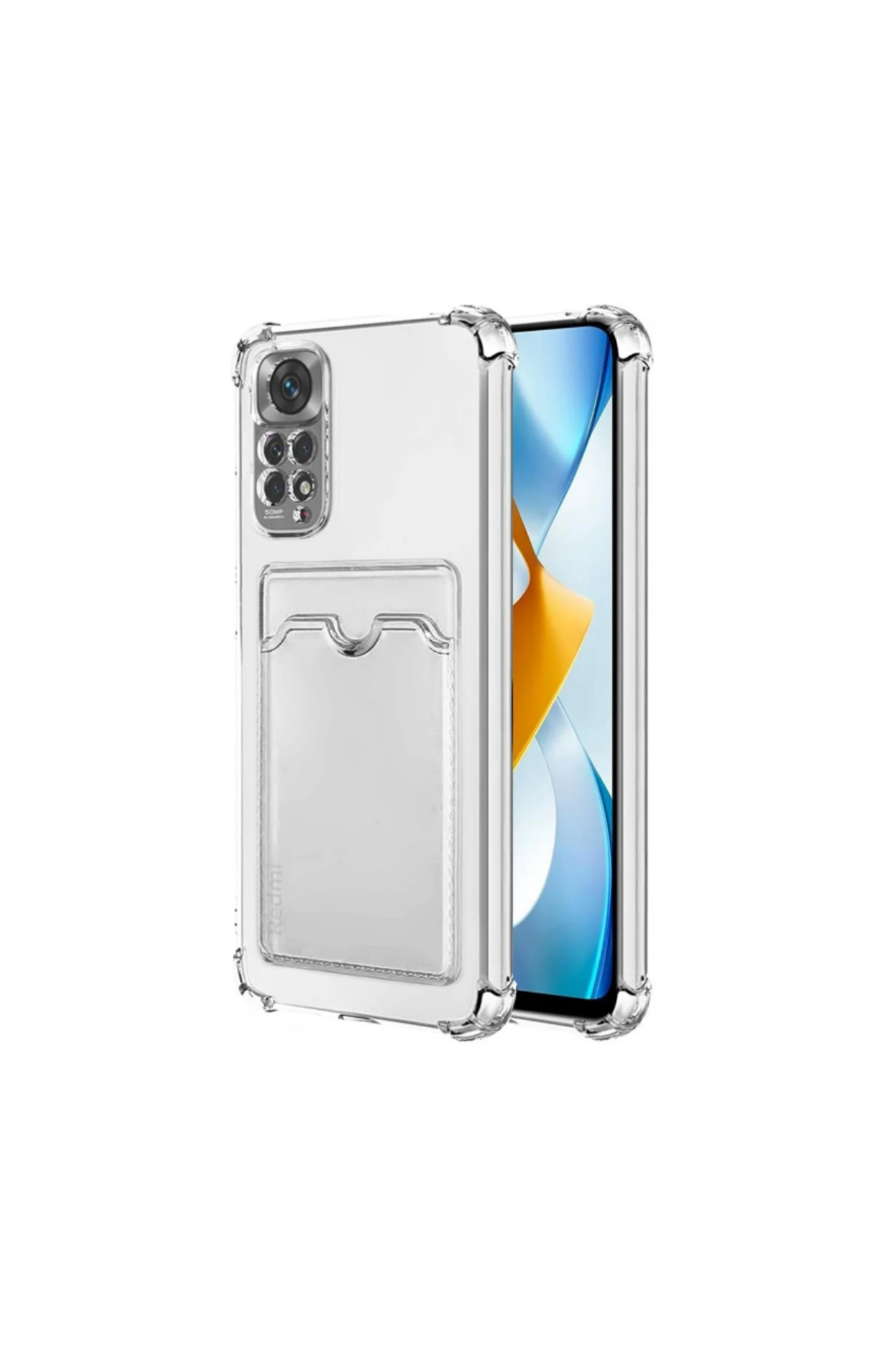 Xiaomi Redmi Note 11S Kapak Kamera Korumalı Kartlıklı Darbe Emici Özellikli Şeffaf Silikon Kılıf