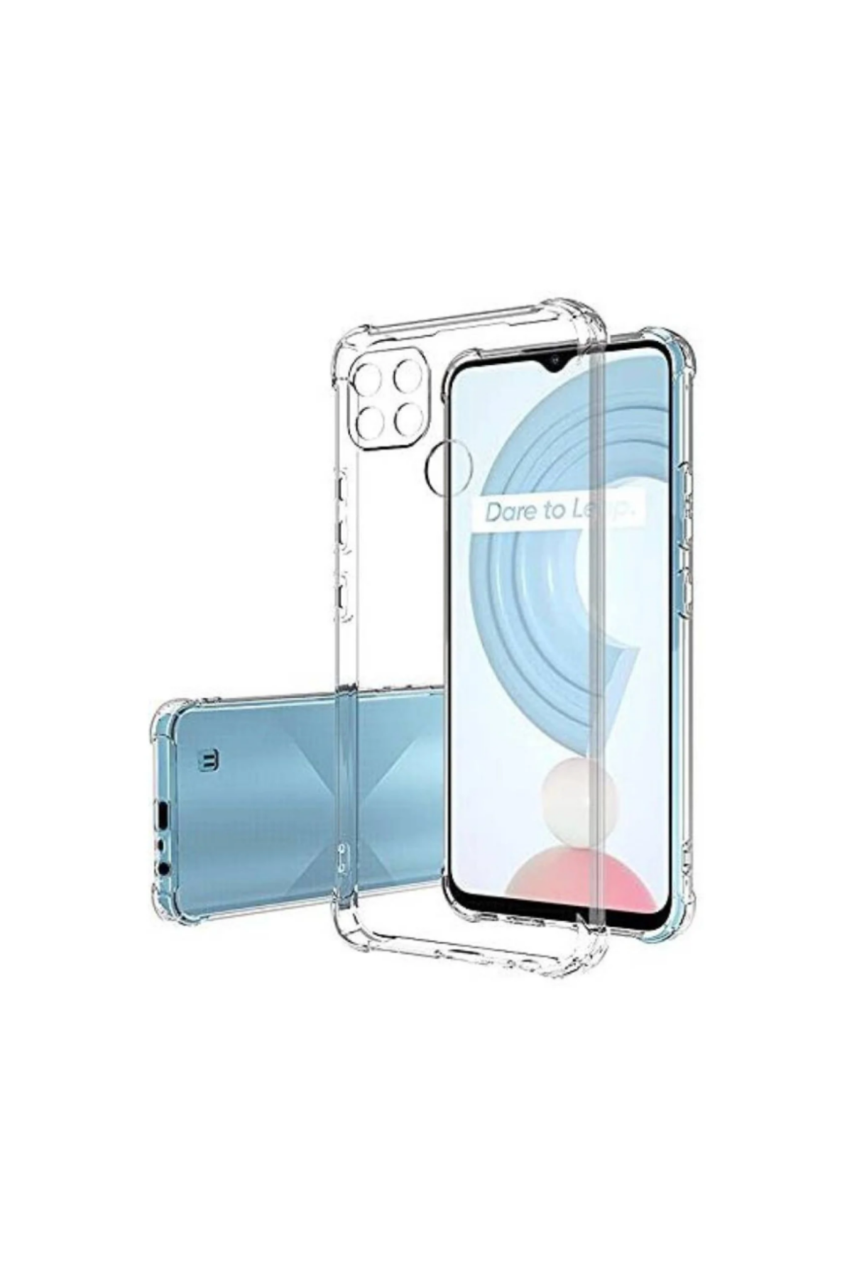 Realme C21Y ile Uyumlu Kapak Kamera Korumalı Antişok Airbag Köşe Korumalı Silikon Şeffaf Kılıf