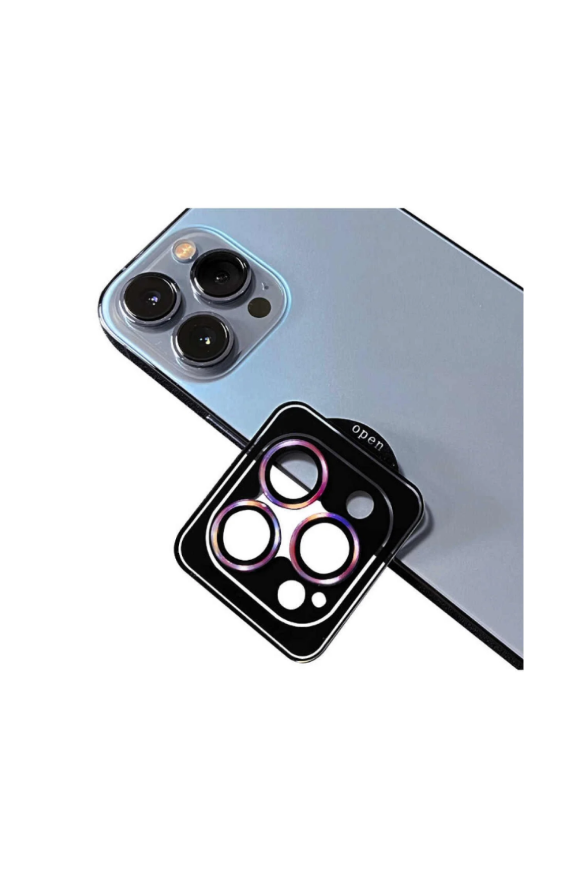 Apple iPhone 13 Pro Max Safir Temperli Cam Kamera Lens Koruyucu - Lila