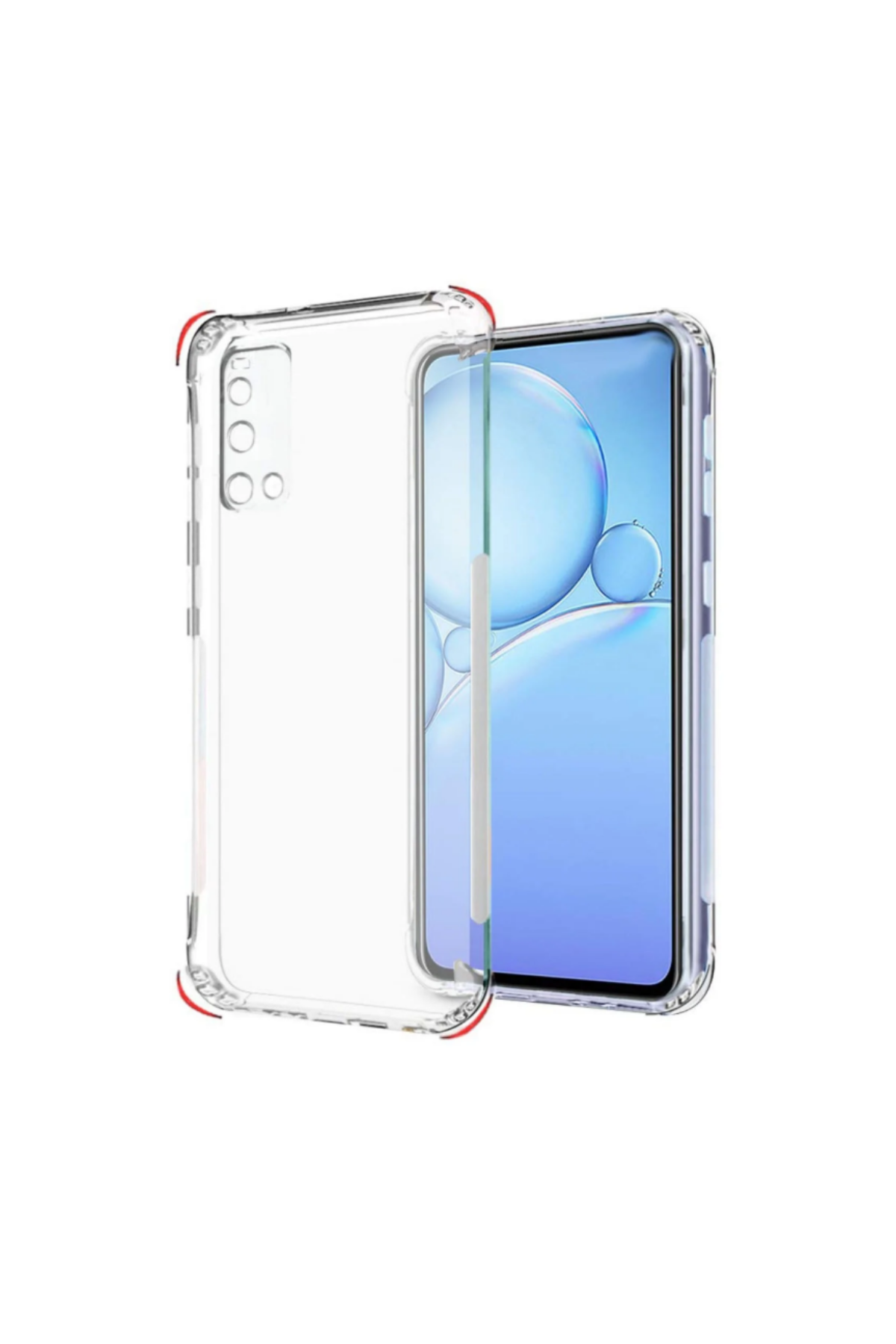 Vivo Y20s ile Uyumlu Kapak Kamera Korumalı Antişok Airbag Köşe Korumalı Silikon Şeffaf Kılıf